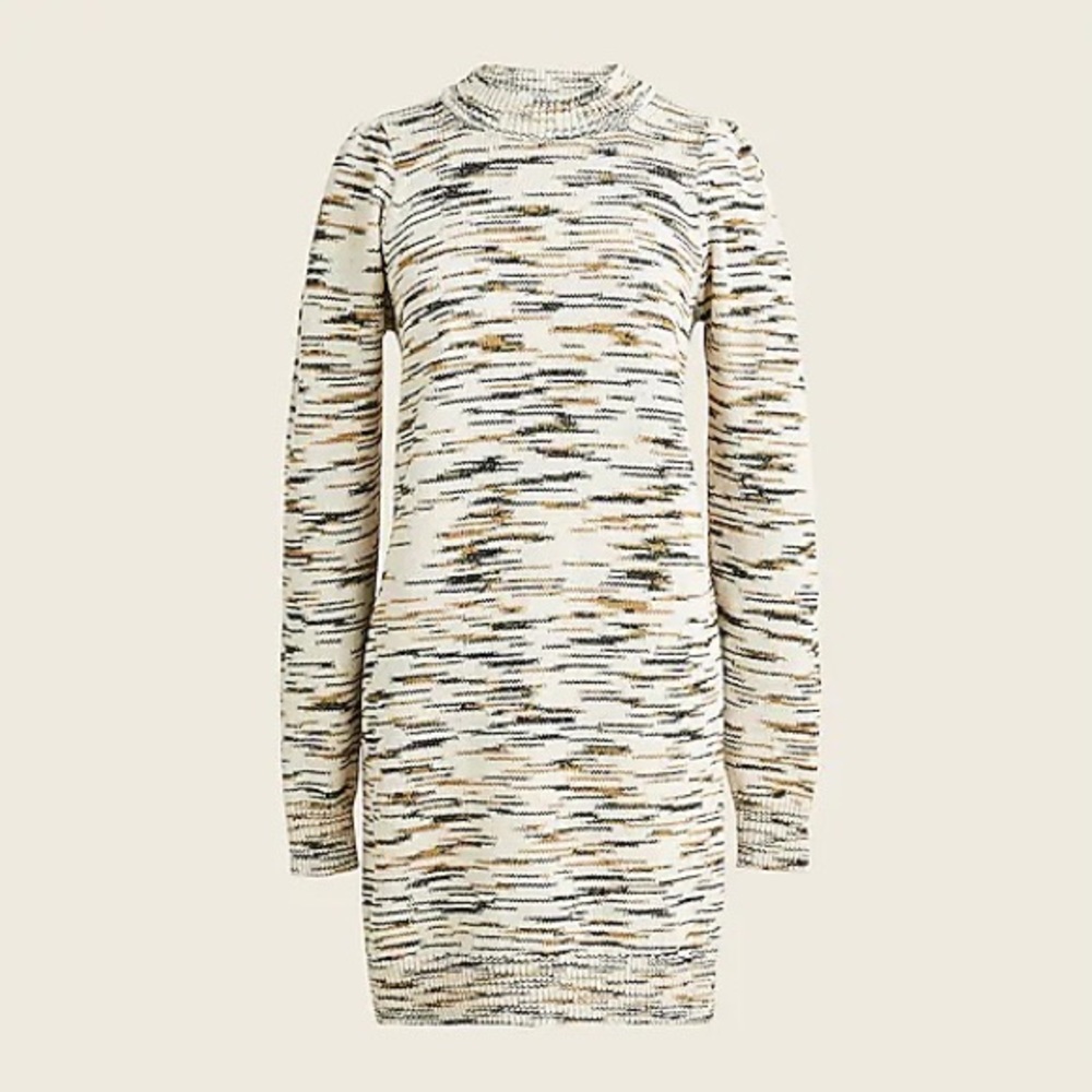 J Crew Space-dyed puff-sleeve sweater-dress long sleeve‎ crew neck pullover